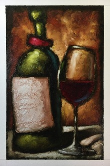 Wacky Wine Series 010 Paintstik on watercolor paper. Varnished. 7"x11". $400.00